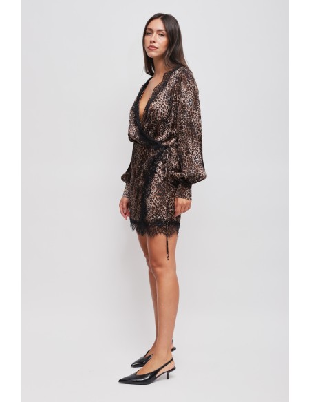 Vestido Envelope com Estampa de Leopardo em Viscose Maryley