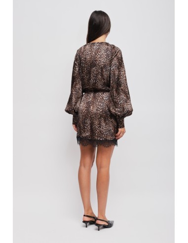 Vestido envelope com estampa de leopardo em viscose Maryley