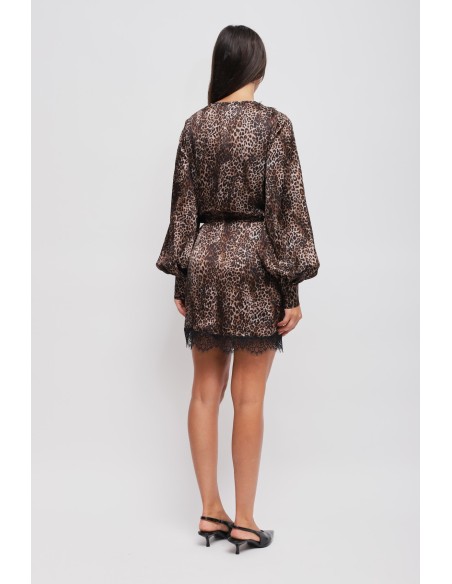 Vestido envelope com estampa de leopardo em viscose Maryley