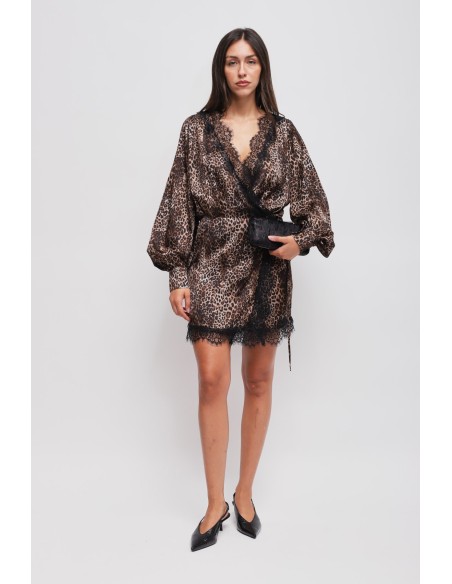 Vestido envelope leopardo em viscose Maryley