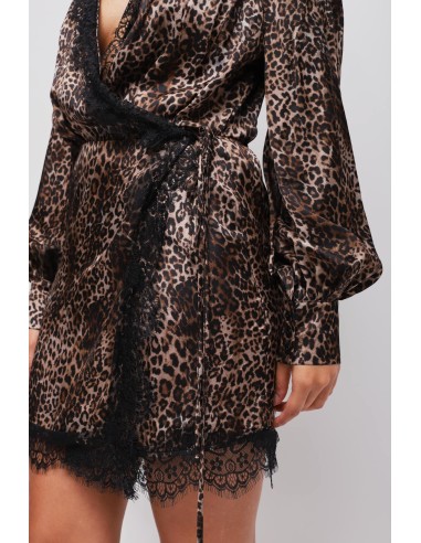 Vestido envelope com padrão de leopardo em viscose Maryley