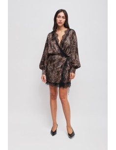 Vestido envelope com estampa de leopardo em viscose Maryley