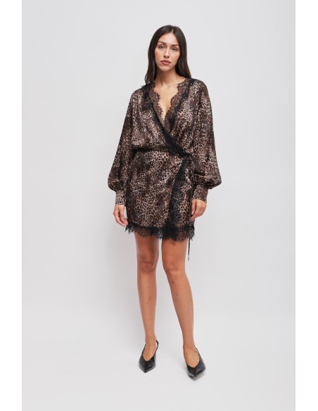 Vestido envelope com estampa de leopardo em viscose Maryley