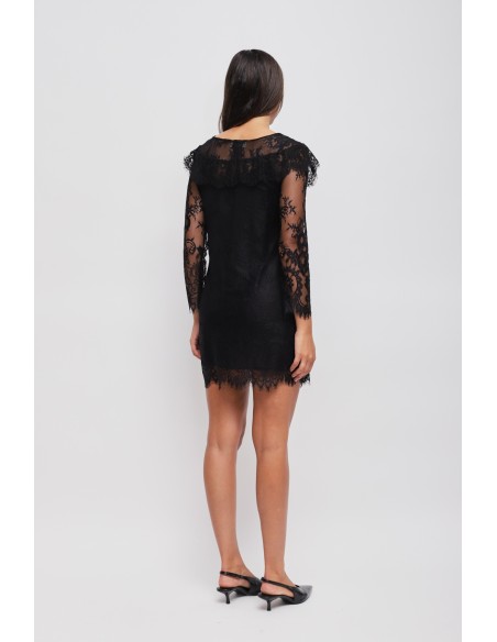 Mini vestido de renda com detalhe de joia Maryley