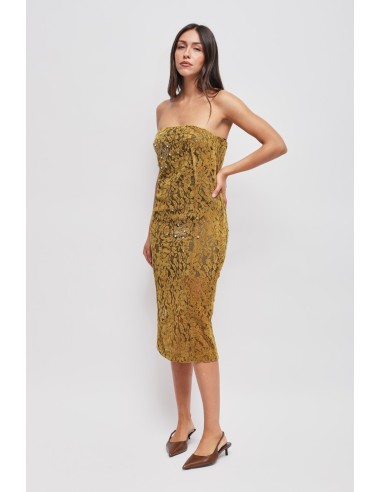 Vestido de Renda Sem Alças com Strass Maryley