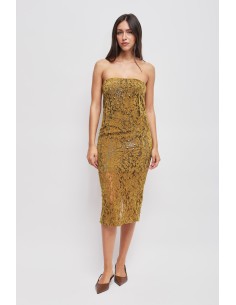 Vestido De Renda Sem Alças Com Strass Maryley