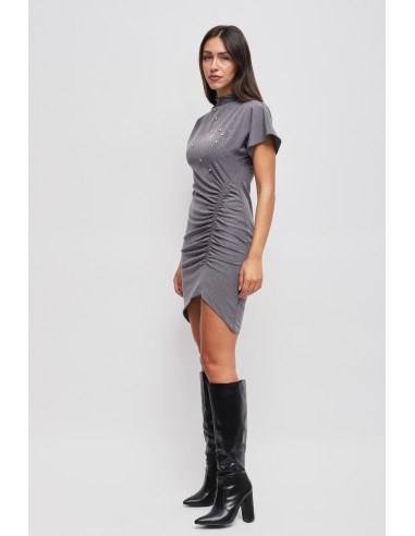 Vestido Curto Drapeado com Strass Maryley