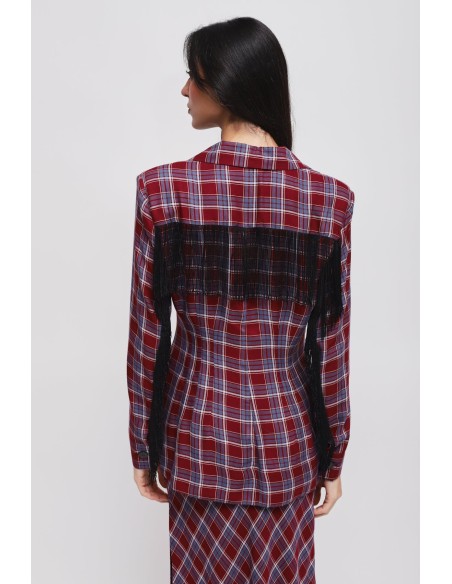 Casaco Xadrez com Franjas Maryley