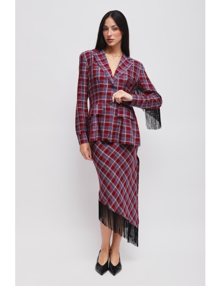 Casaco xadrez com franjas Maryley