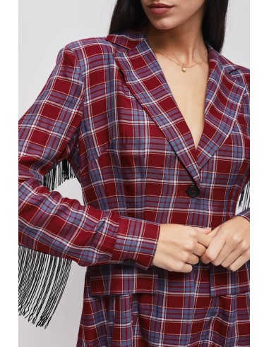 Casaco Xadrez Com Franjas Maryley