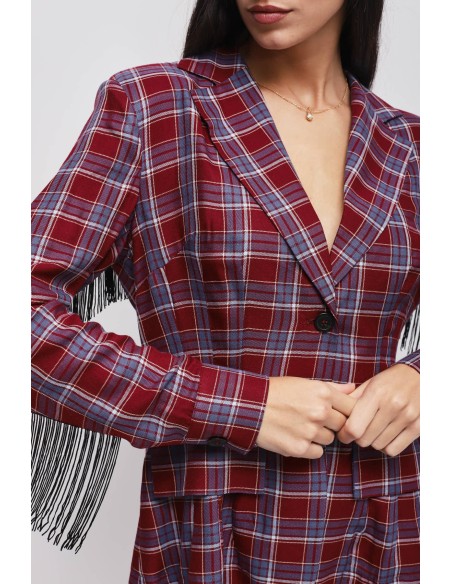 Casaco Xadrez Com Franjas Maryley