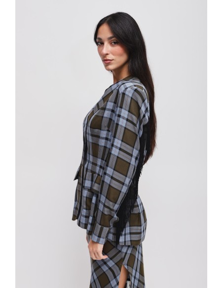 Casaco Xadrez Com Franjas Maryley