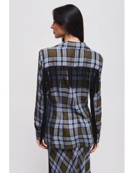 Casaco Xadrez Com Franjas Maryley