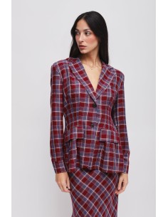 Casaco xadrez com franjas Maryley