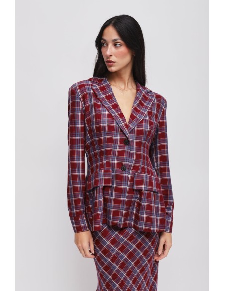 Casaco xadrez com franjas Maryley