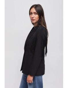 Blazer de abotoamento simples com franjas Maryley 2