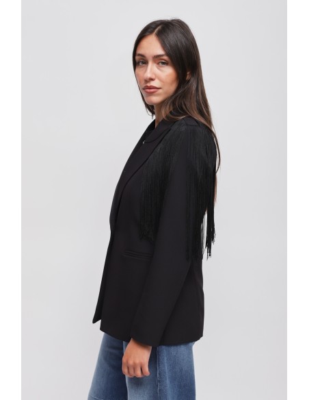 Blazer de corte simples com franjas Maryley