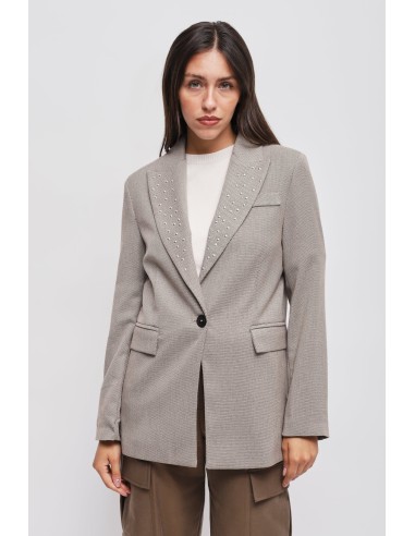 Blazer de um só peito com tachas Maryley