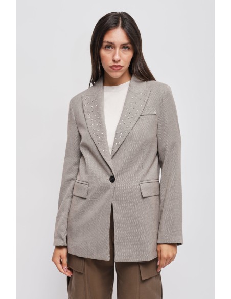 Blazer de um só peito com tachas Maryley