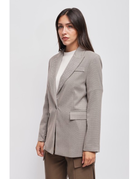 Blazer de um só peito com tachas Maryley