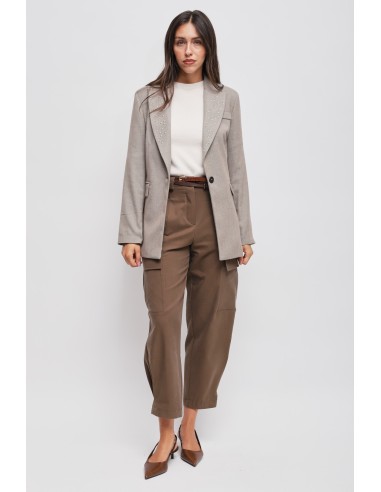 Blazer de um só peito com tachas Maryley