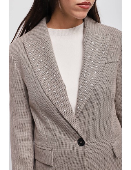 Blazer de um só peito com tachas Maryley