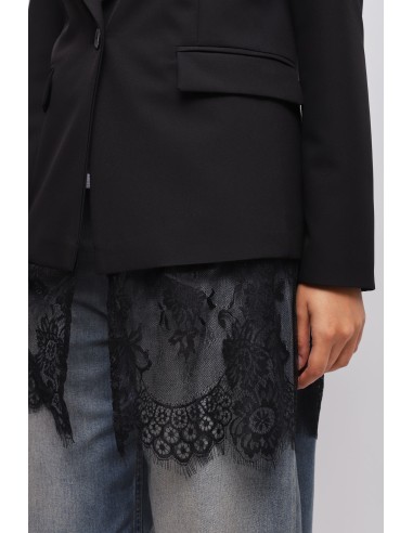 Blazer de abotoamento simples com detalhe em renda Maryley