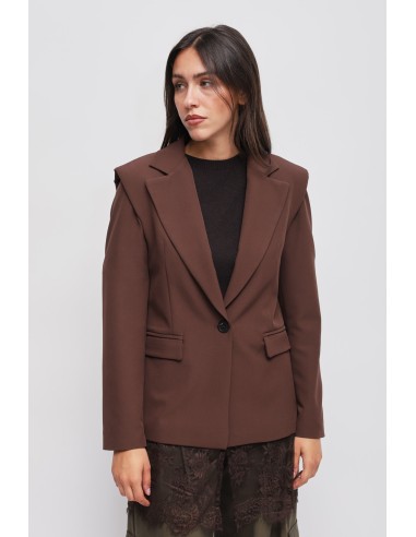 Blazer de um só peito com detalhe em renda Maryley