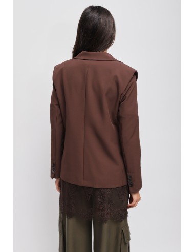 Blazer de abotoamento simples com detalhe em renda Maryley
