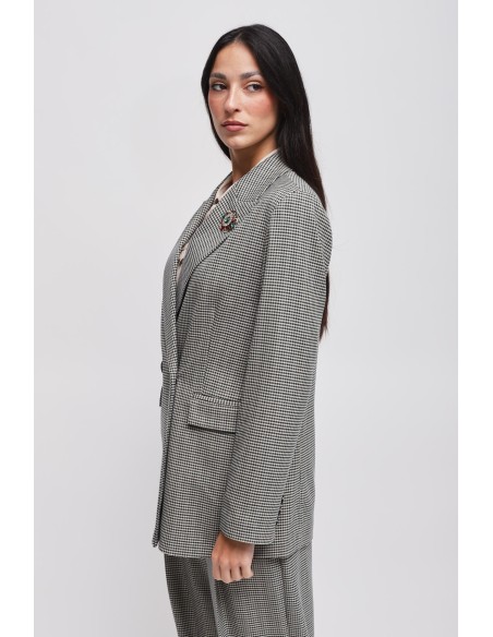 Blazer pied-de-poule com broche Maryley