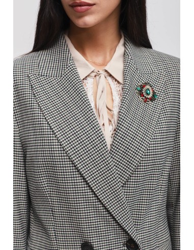 Blazer Pied-de-poule com Broche Maryley