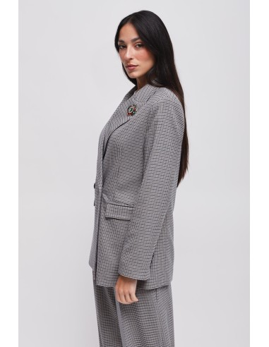Blazer pied-de-poule com broche Maryley