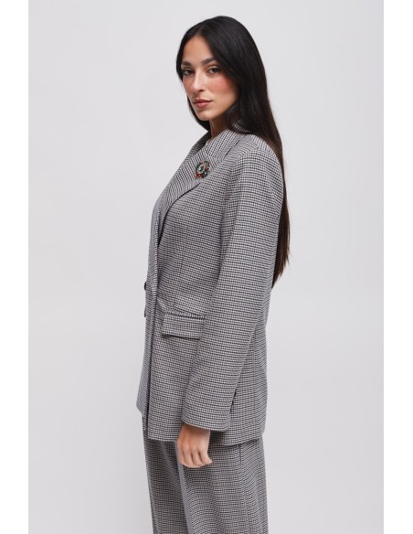 Blazer pied-de-poule com broche Maryley