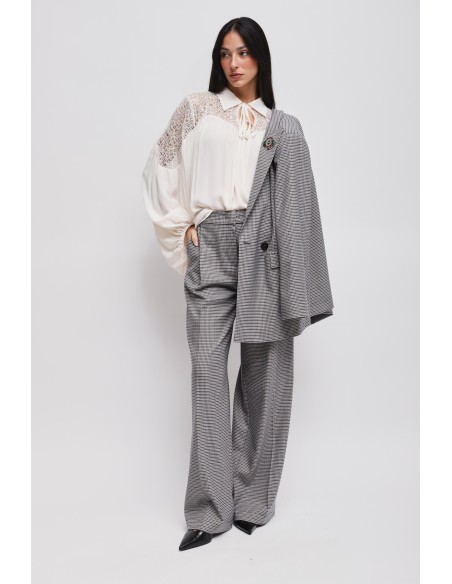 Blazer Pied-de-poule com broche Maryley