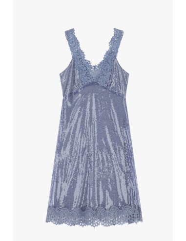 Vestido Curto Com Lantejoulas E Bordas Em Renda Dixie