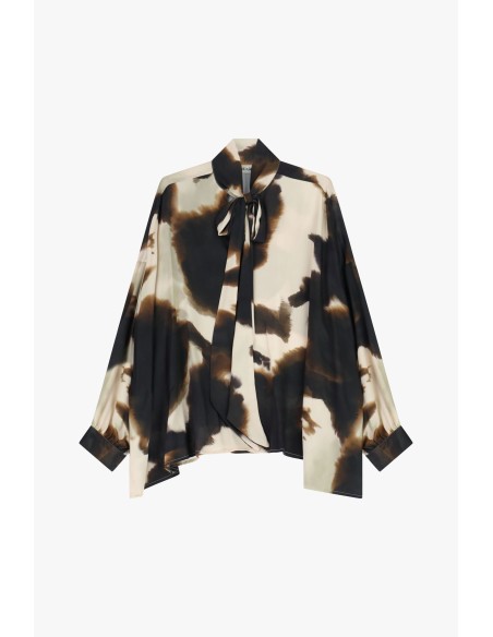 Blusa com estampa abstrata, laço e mangas compridas Dixie