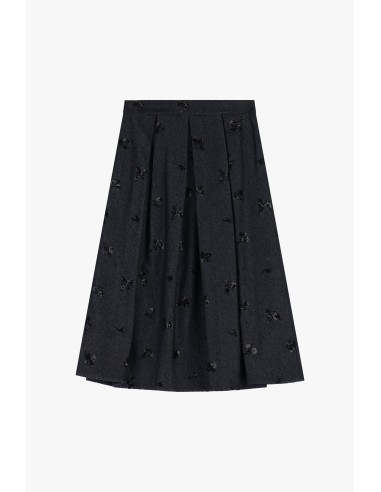 Saia Plissada com Detalhes Florais Bordados Dixie