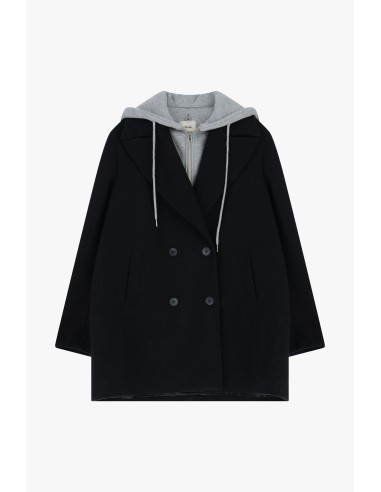 Casaco acolchoado com abotoamento duplo, capuz e bolsos Dixie