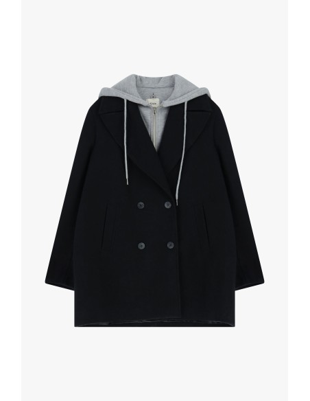 Casaco acolchoado com abotoamento duplo, capuz e bolsos Dixie