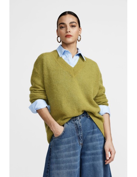 Camisola de gola redonda ampla com mangas compridas Dixie
