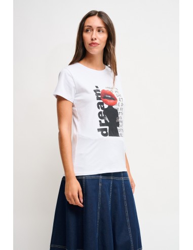 T-shirt em algodão com estampa e strass Maryley