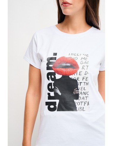 T-shirt de algodão com estampa e strass Maryley