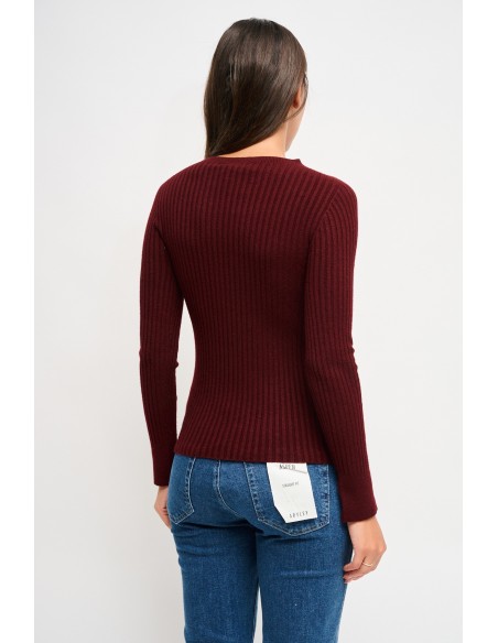 Camisola canelada de mangas compridas Maryley