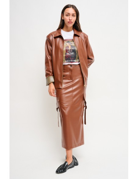 Saia cargo em pele ecológica Maryley