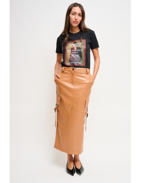 Saia Cargo em Pele Ecológica Maryley