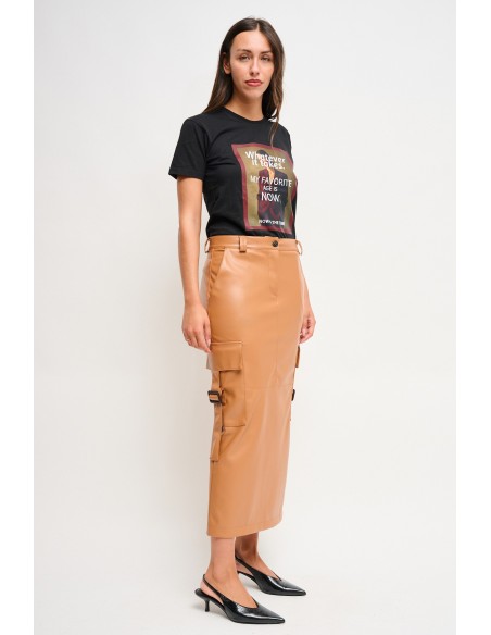 Saia Cargo em Pele Ecológica Maryley