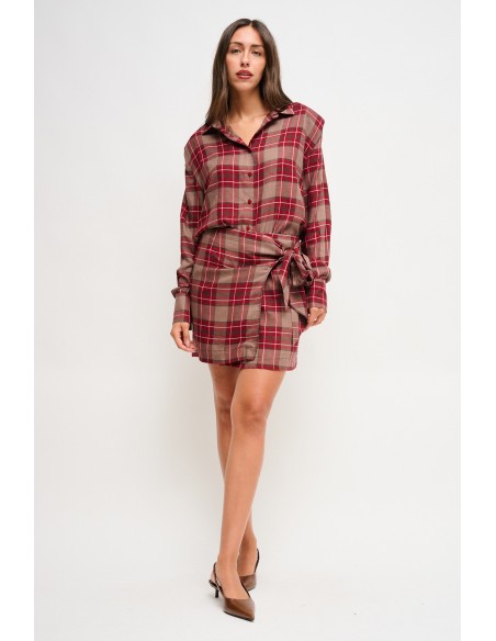 Minissaia Xadrez Transpassada em Viscose Maryley