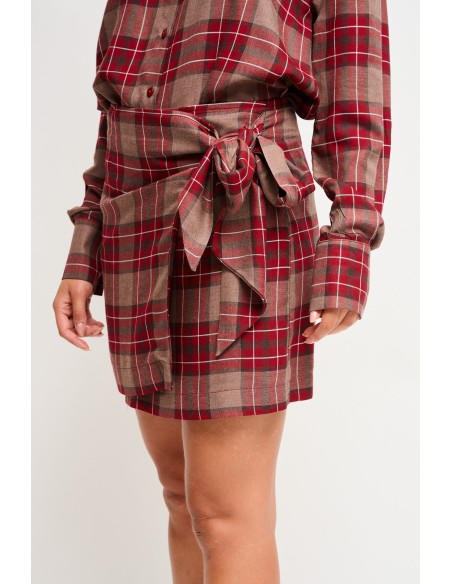 Mini-saia xadrez envelope em viscose Maryley