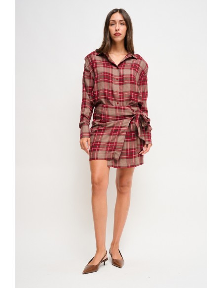 Minissaia xadrez envelope em viscose Maryley