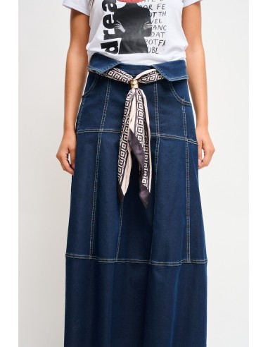 Saia em denim com faixa Maryley